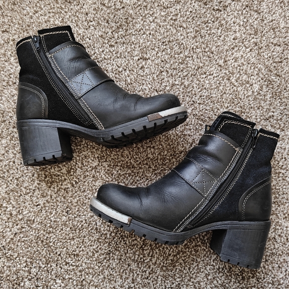 Fly London Labe Black Leather & Suede Ankle Bootie 7.5 - Picture 8 of 9